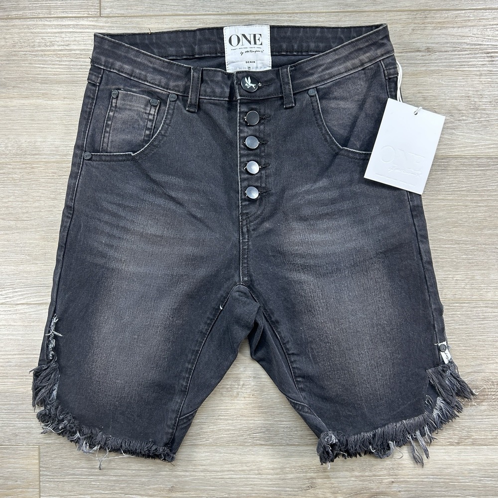 One by One Teaspoon Apollos CutOff Frayed ButtonFly Jean Shorts‎ 26 Bermuda